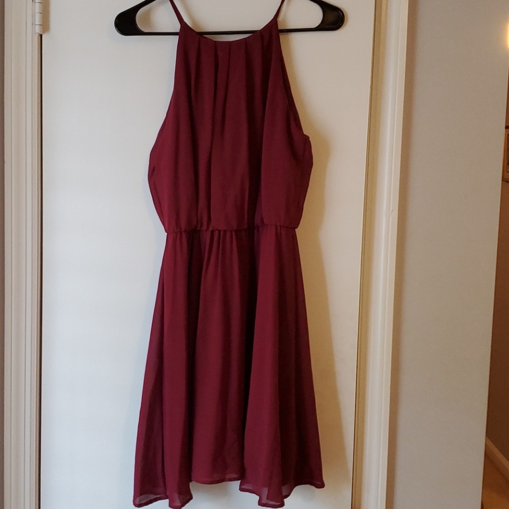 Lush - Flowy Burgundy Maroon Dress